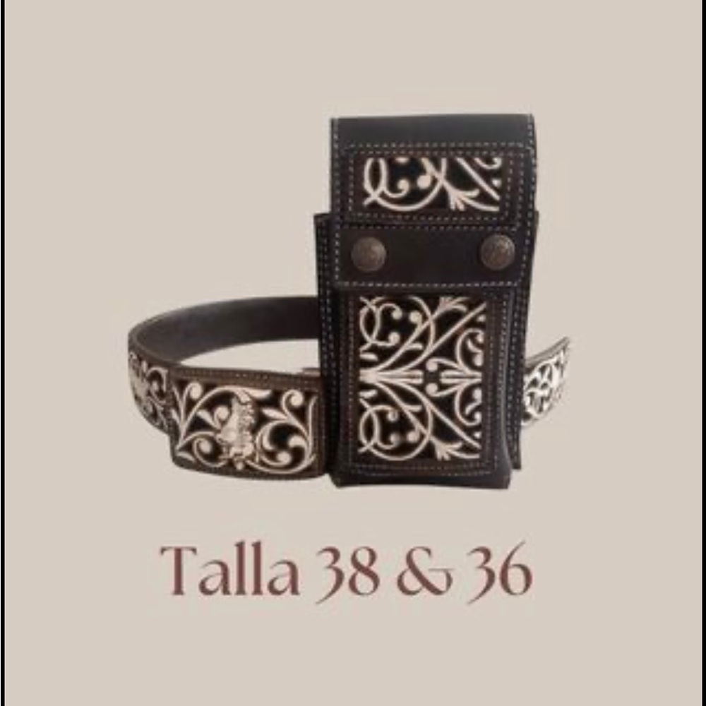 Western Belt and Phone Holder Charro Style Cinto Vaquero